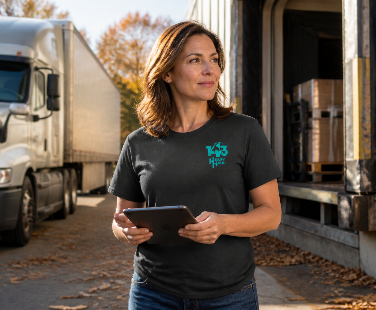 Heavy haul fleet manager wearing a custom hoodie